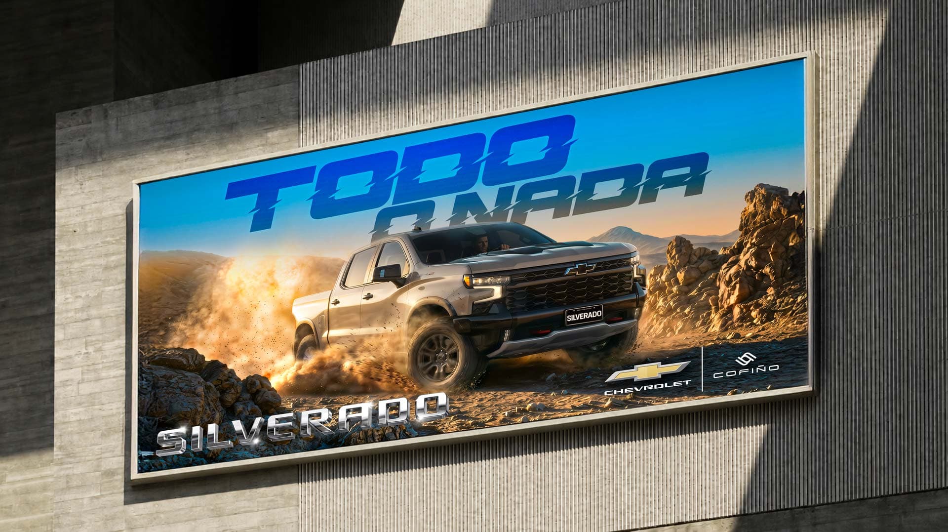 Chevrolet Silverado Todo o Nada concrete wall billboard