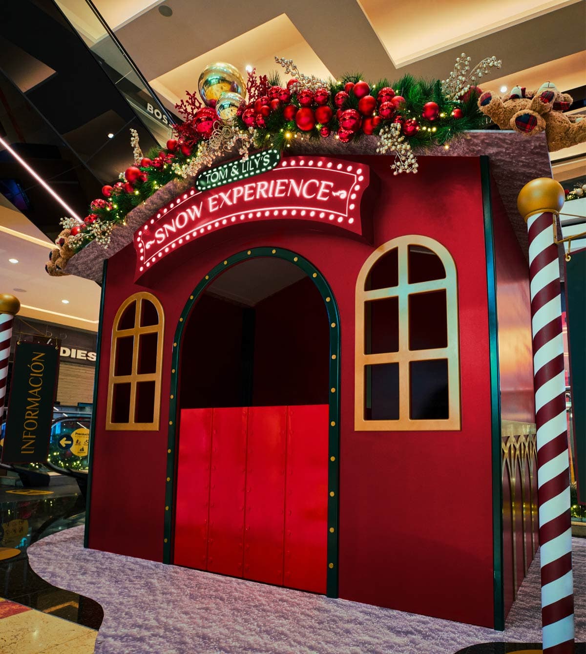 Christmas cottage facade entrance