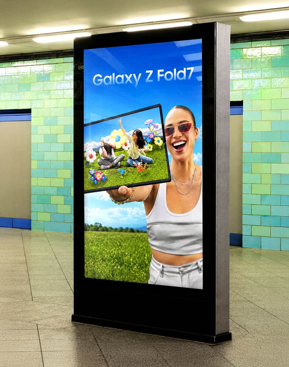 Digital totem kiosk in subway station