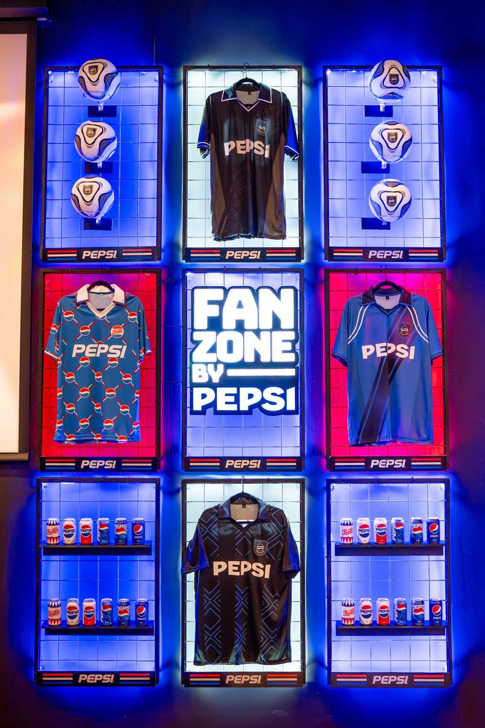 Fan Zone by Pepsi illuminated jersey display wall