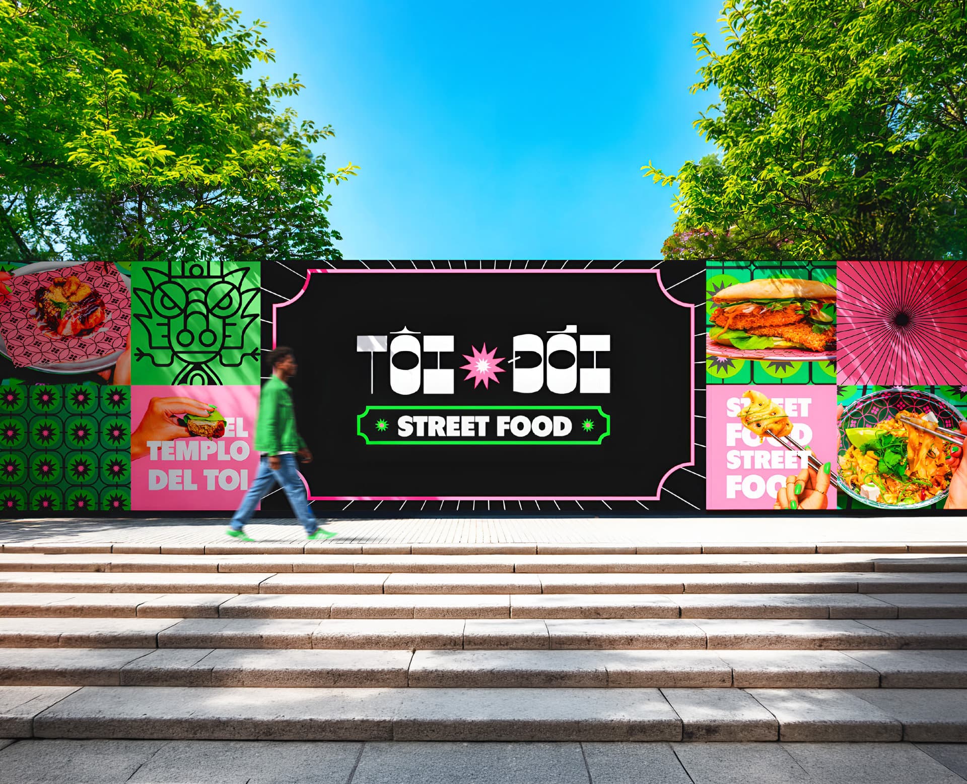 Toi Doi Street Food hoarding banner and graphic identity