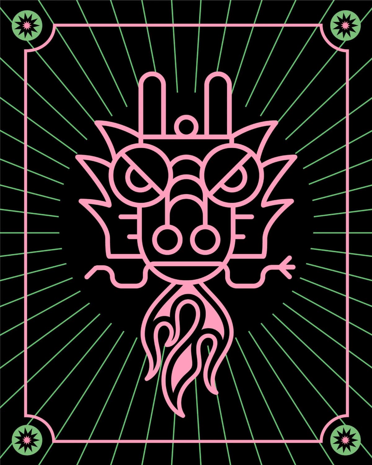 Pink neon dragon illustration