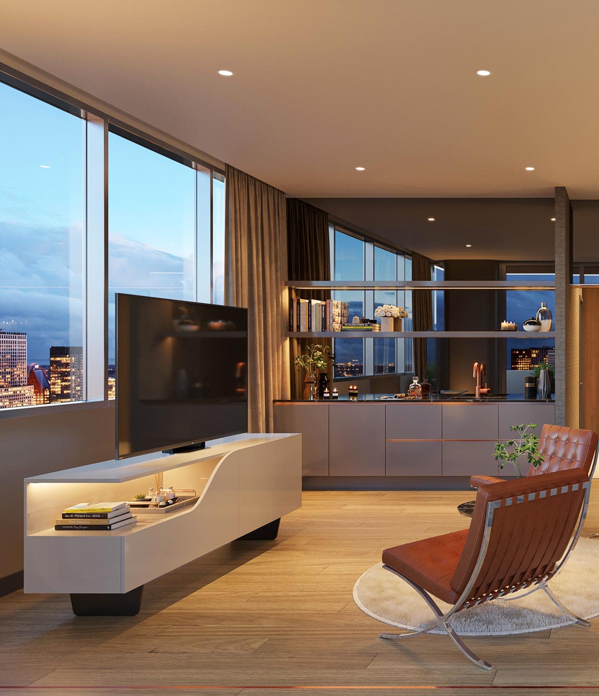 Penthouse residence living room with panoramic view