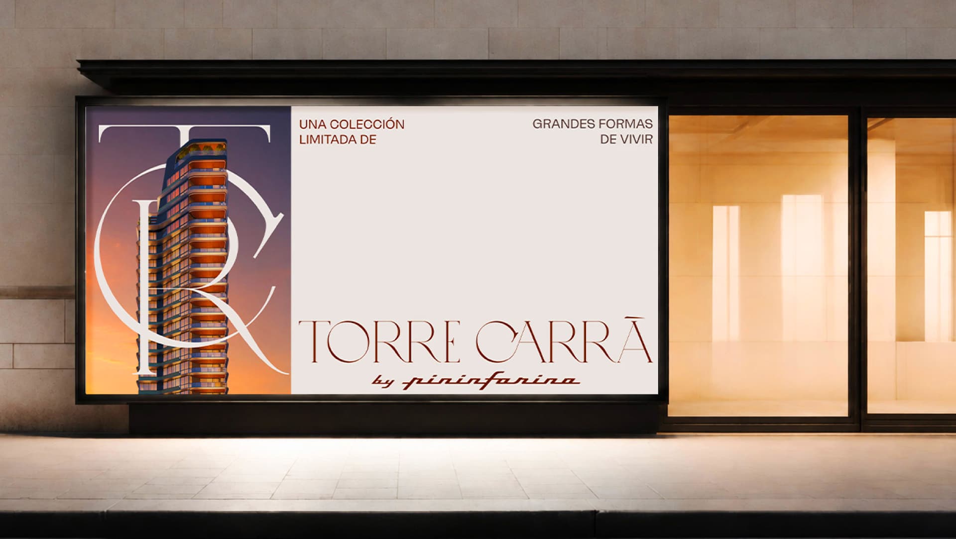 Illuminated showroom exterior billboard display